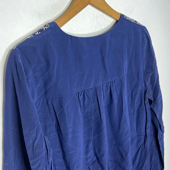 Diane Von Furstenberg Louisa 100% Silk Patterned Color block Popover Blouse - Picture 6 of 13